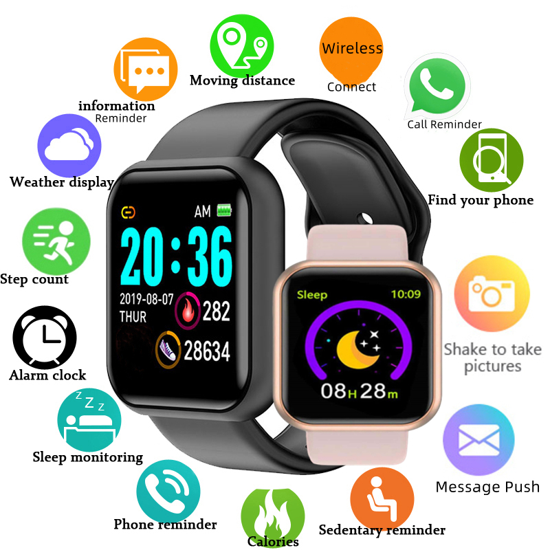 Watch Smart Y68 - Multi-สีสมาร์ทวอท์ชสําหรับเด็กสาวแฟชั่น LED นาฬิกาข้อมือดิจิตอลนาฬิกาซิลิโคนกีฬานาฬิกาผู้ชายผู้หญิงสร้อยข้อมือ