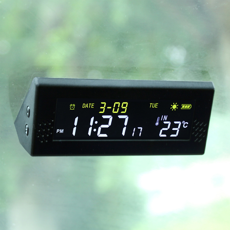 Smartwatch Watches Digital - พลังงานแสงอาทิตย์กระจกรถดิจิตอลนาฬิกาเวลาขับรถสมาร์ทสวิทช์สายไฟ-ฟรีความแม่นยำสูง LCD นาฬิกาดิจิตอลรถนาฬิกา