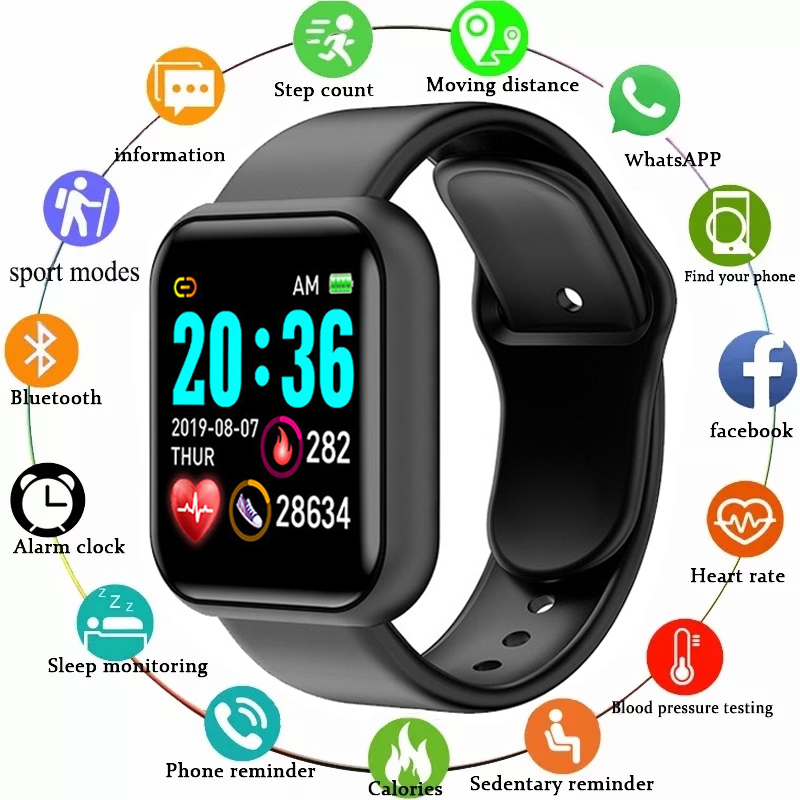 Watch Smart Y68 - Y68 สมาร์ทวอท์ชผู้ชายผู้หญิง Heart Rate ออกซิเจนเครื่องวัดความดันโลหิต Multi-Function