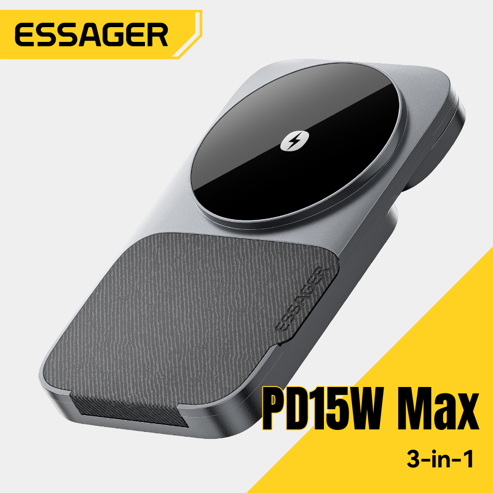 Smartwatch Watches Compatible With Iphone - แท่นชาร์จไร้สายพับได้แบบพกพา Essager 3-in-1 15W แม่เหล็กสำหรับ iPhone