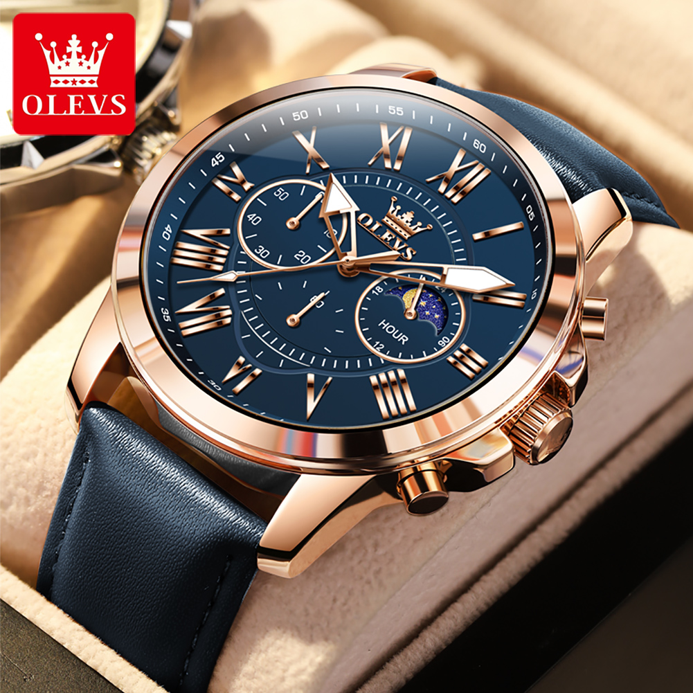 Smartwatch Watches Brands For Men - นาฬิกาข้อมือผู้ชาย OLEVS 3632 แบรนด์ดัง หน้าปัดมัลติฟังก์ชั่น แสดงผล