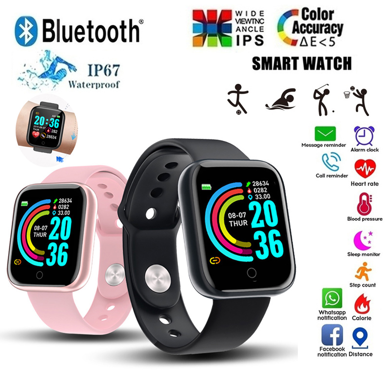Watch Smart Y68 - นาฬิกาอัจฉริยะมัลติฟังก์ชั่นผู้ชายผู้หญิงเชื่อมต่อบลูทูธโทรศัพท์เพลงฟิตเนสสร้อยข้อมือกีฬาเครื่องวัดการนอนหลับ Y68 สมาร์ทวอทช์