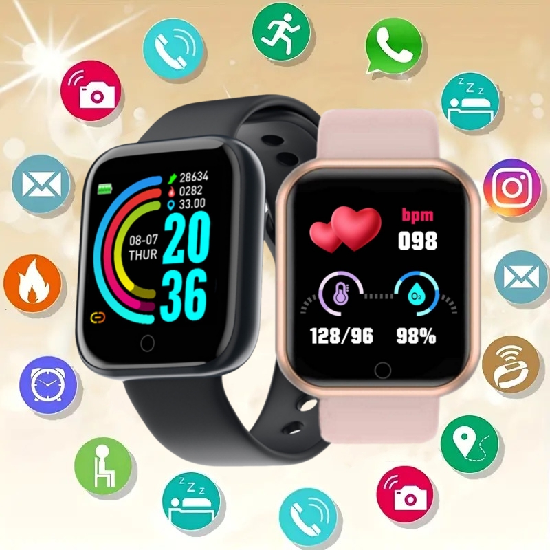 Watch Smart Y68 - นาฬิกาสมาร์ทวอทช์สายรัดข้อมือฟิตเนสสมาร์ทวอท์ชสำหรับผู้ชาย, นาฬิกาเตือนความจำควบคุมเพลงได้ Y68 D20
