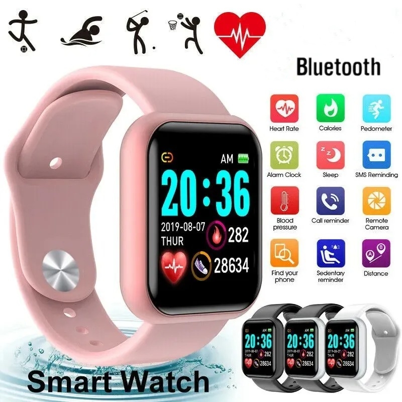 Watch Smart Y68 - สมาร์ทวอทช์กีฬา สายรัดข้อมือผู้หญิง ผู้ชาย นาฬิกาอัจฉริยะ เชื่อมต่อควบคุมเพลง เครื่องเล่นเพลง