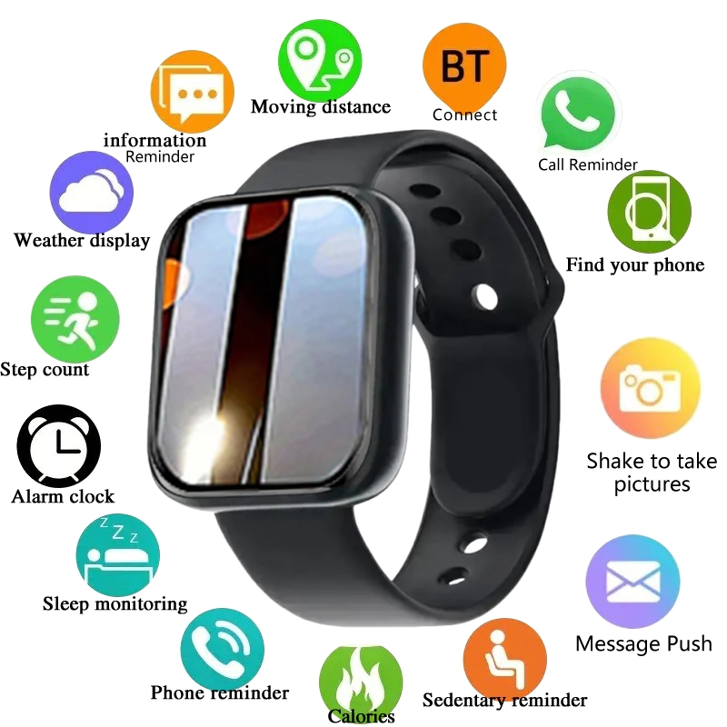 Watch Smart Y68 - นาฬิกาอัจฉริยะหลายฟังก์ชันสำหรับผู้หญิงผู้ชายโทรศัพท์เชื่อมต่อผ่านบลูทูธเพลงสายรัดข้อมือเล่นกีฬาออกกำลังกาย Y68ตรวจดูการนอนหลับ D20