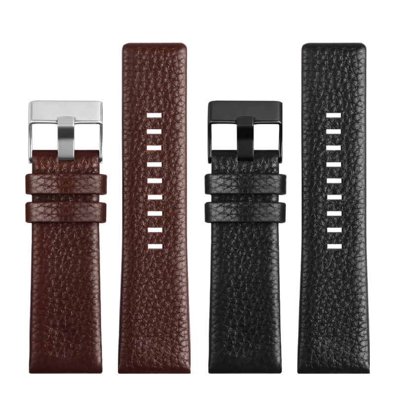 Diesel Watches Smartwatch - สายนาฬิกาข้อมือหนังวัวสำหรับ DZ7256ดีเซล DZ4344 DZ1657 DZ12สายนาฬิกาข้อมือลายลิ้นจี่ลาย22 24