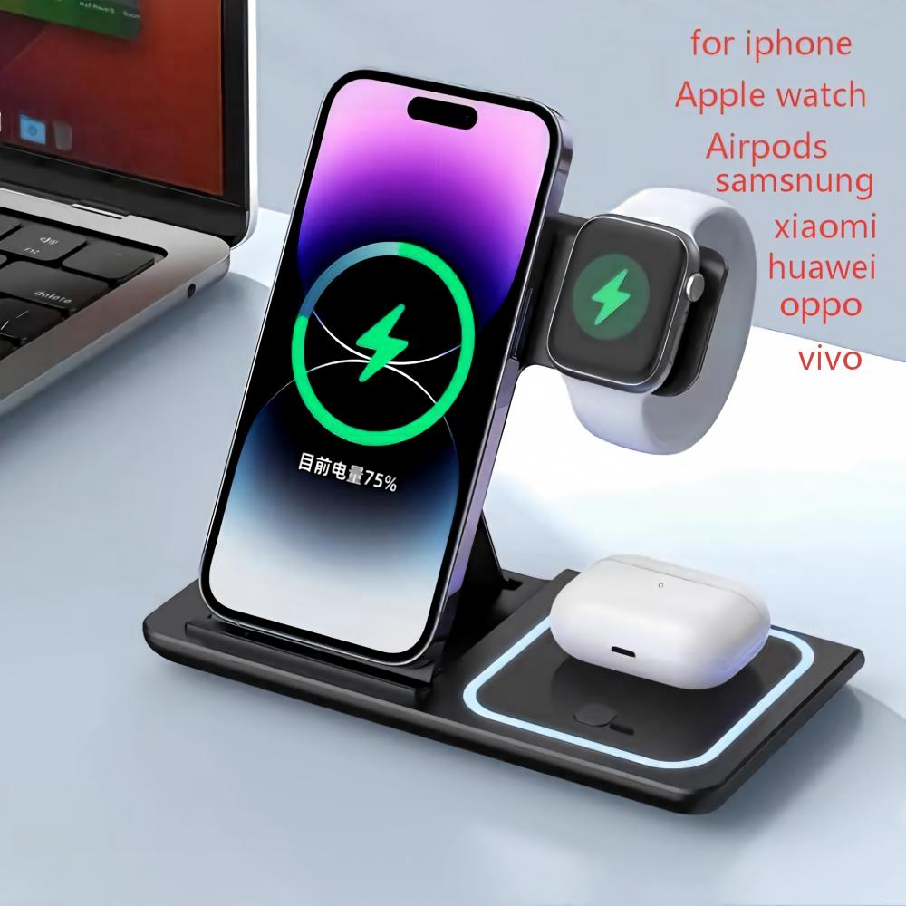 Smartwatch Watches Compatible With Iphone - แท่นชาร์จไร้สายแบบพับได้ 3 in 1 สำหรับชาร์จเร็ว รองรับ