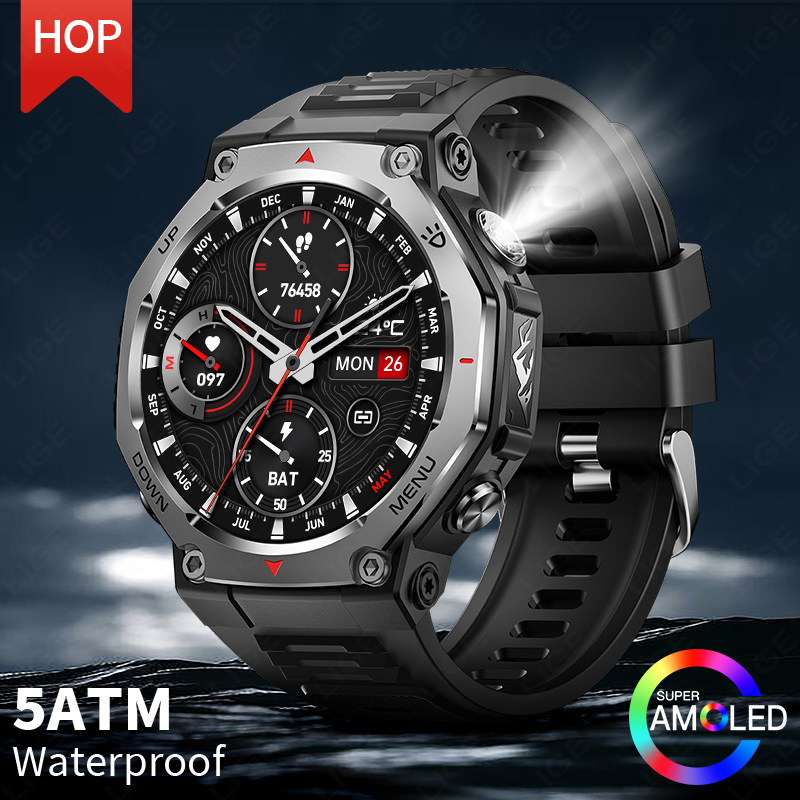 Watch Vs Smartwatch - 2025ใหม่สําหรับXiaomiทหารสมาร์ทนาฬิกาVS T-Rex 3 5ATMกันน้ํากีฬาฟิตเนสTracker BT CallไฟฉายSmartwatchesผู้ชาย