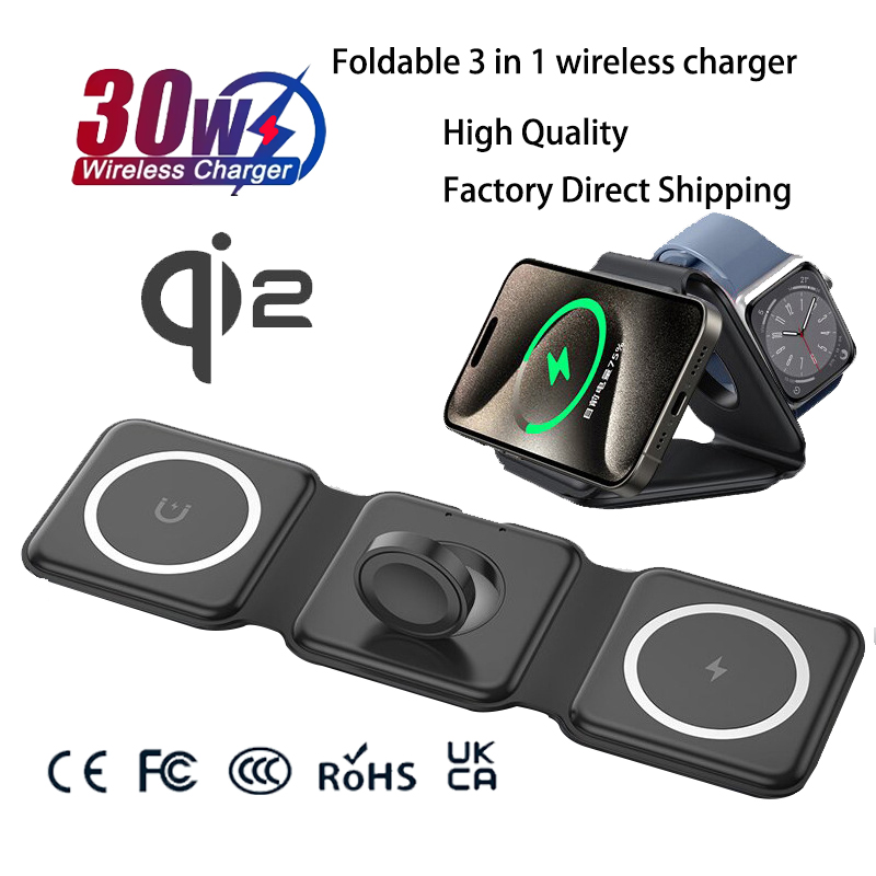 Smartwatch Watches Compatible With Iphone - แท่นชาร์จแม่เหล็กพับได้ Universal Qi2 สำหรับเดินทาง ใช้ได้กับ iPhone