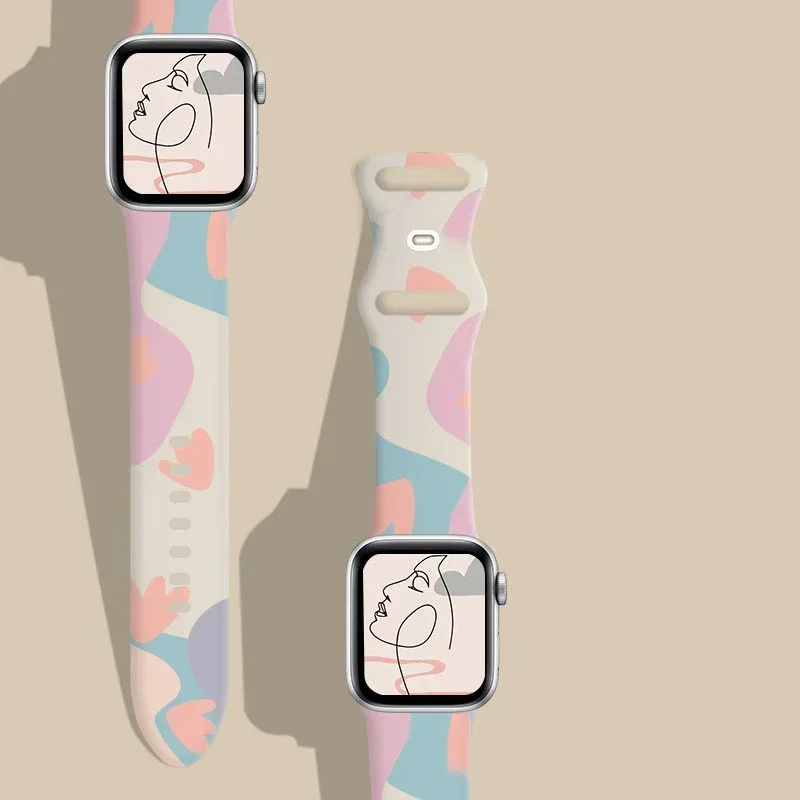 Smartwatch Apple Watches For Women - พิมพ์ซิลิโคนสําหรับ Apple Watch สาย 42 มม.46