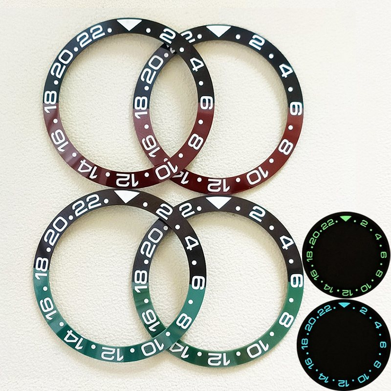 Watch Bezel Insert - 38มม. แหวนครอบเซรามิกส่องสว่างสีฟ้าสีเขียวอ่อนพอดีกับ SKX007 SKX009 srpd GMT