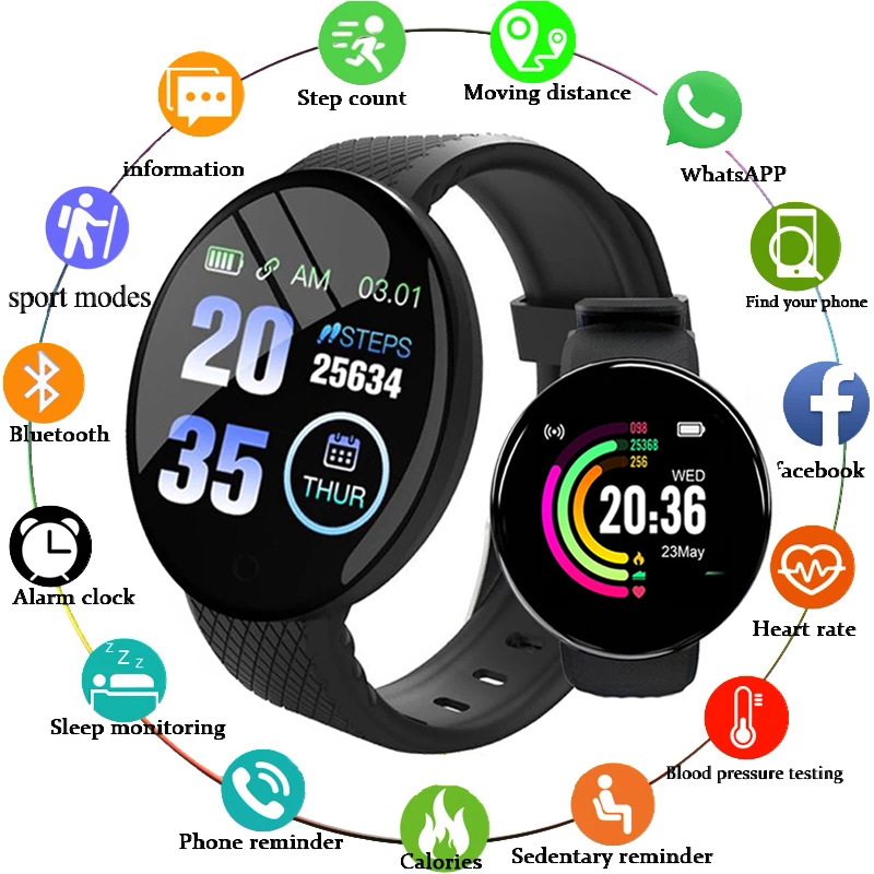 Watch Smart Y68 - D18 สมาร์ทนาฬิกา Heart Rate Monitor ผู้ชายผู้หญิง