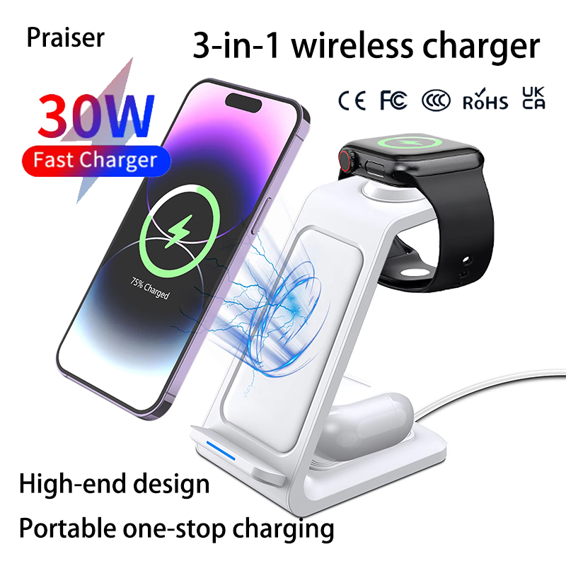 Watch 7 Smartwatch Iphone - แท่นชาร์จไร้สาย 3 in 1 15W สำหรับ