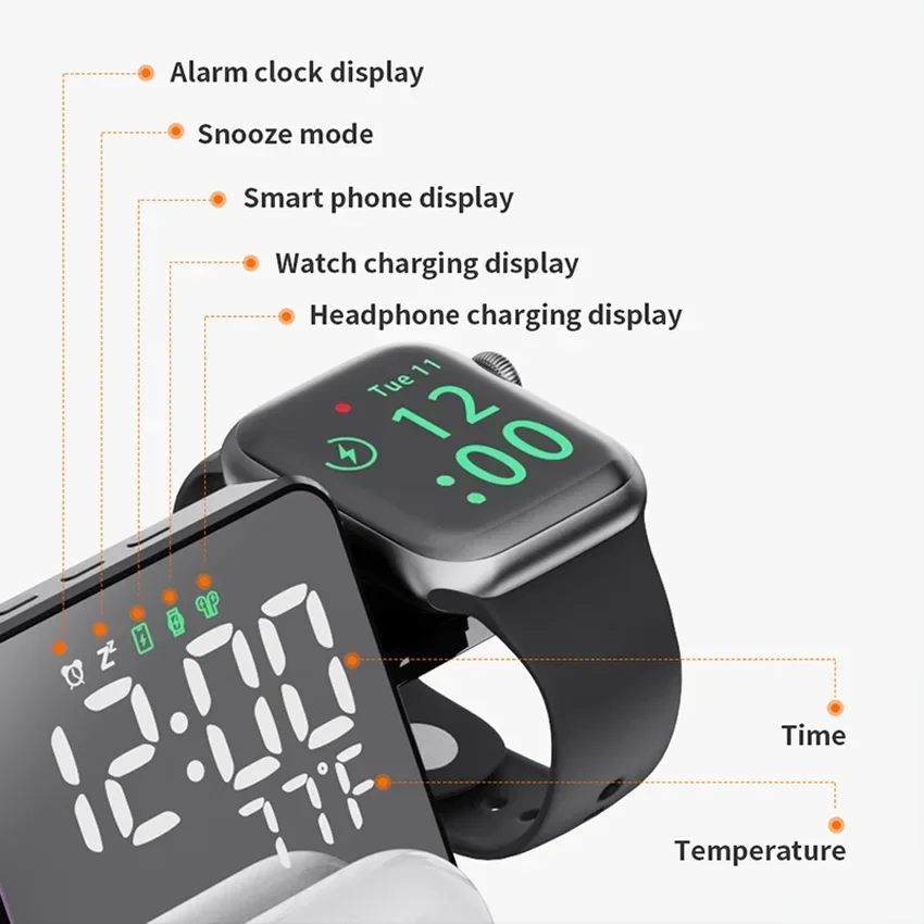 แท่นชาร์จไร้สายพร้อมนาฬิกาปลุก - Smartwatch Watches Compatible With Iphone บทวิจารณ์และราคา
