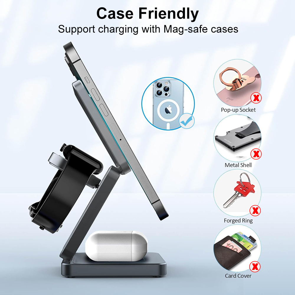 3 ใน 1 แบบพับได้ Magnetic Wire - Smartwatch Watches Compatible With Iphone บทวิจารณ์และราคา