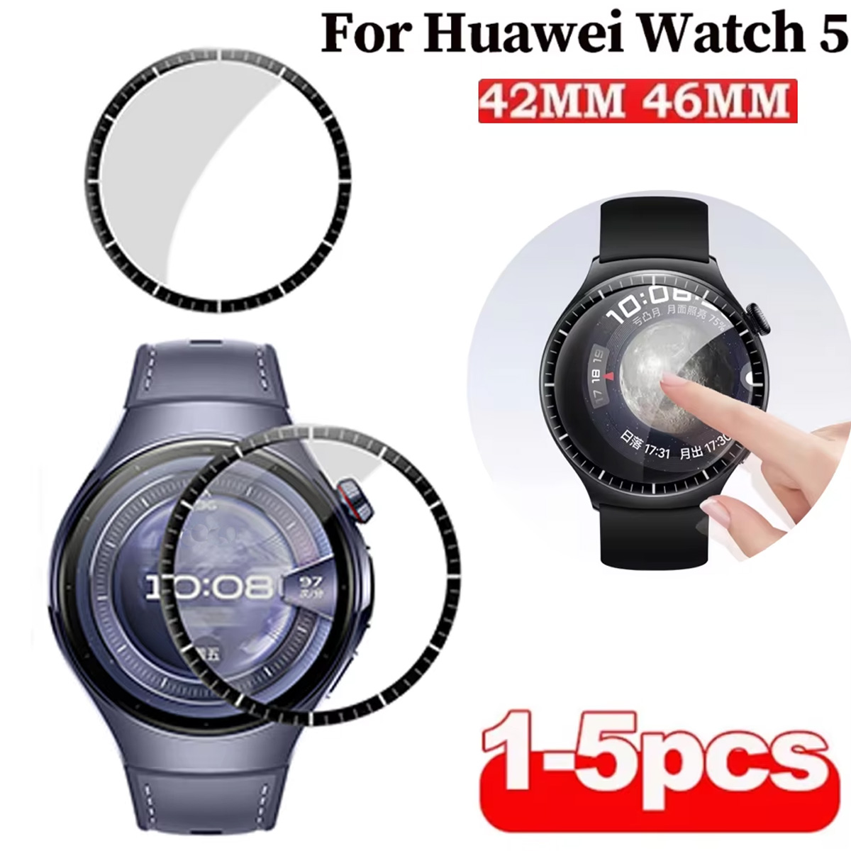 1-5Pcs ป้องกันหน้าจอที่อ่อนนุ่ - Smartwatch Watch Huawei บทวิจารณ์และราคา