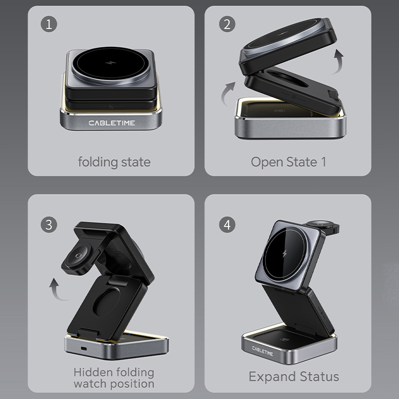 แท่นชาร์จไร้สายแม่เหล็กแบบพับไ - Smartwatch Watches Compatible With Iphone บทวิจารณ์และราคา
